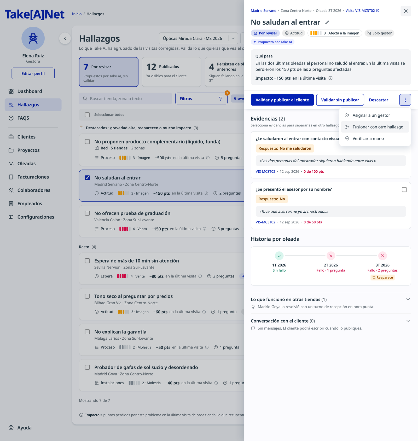 Ficha del hallazgo de la gestora