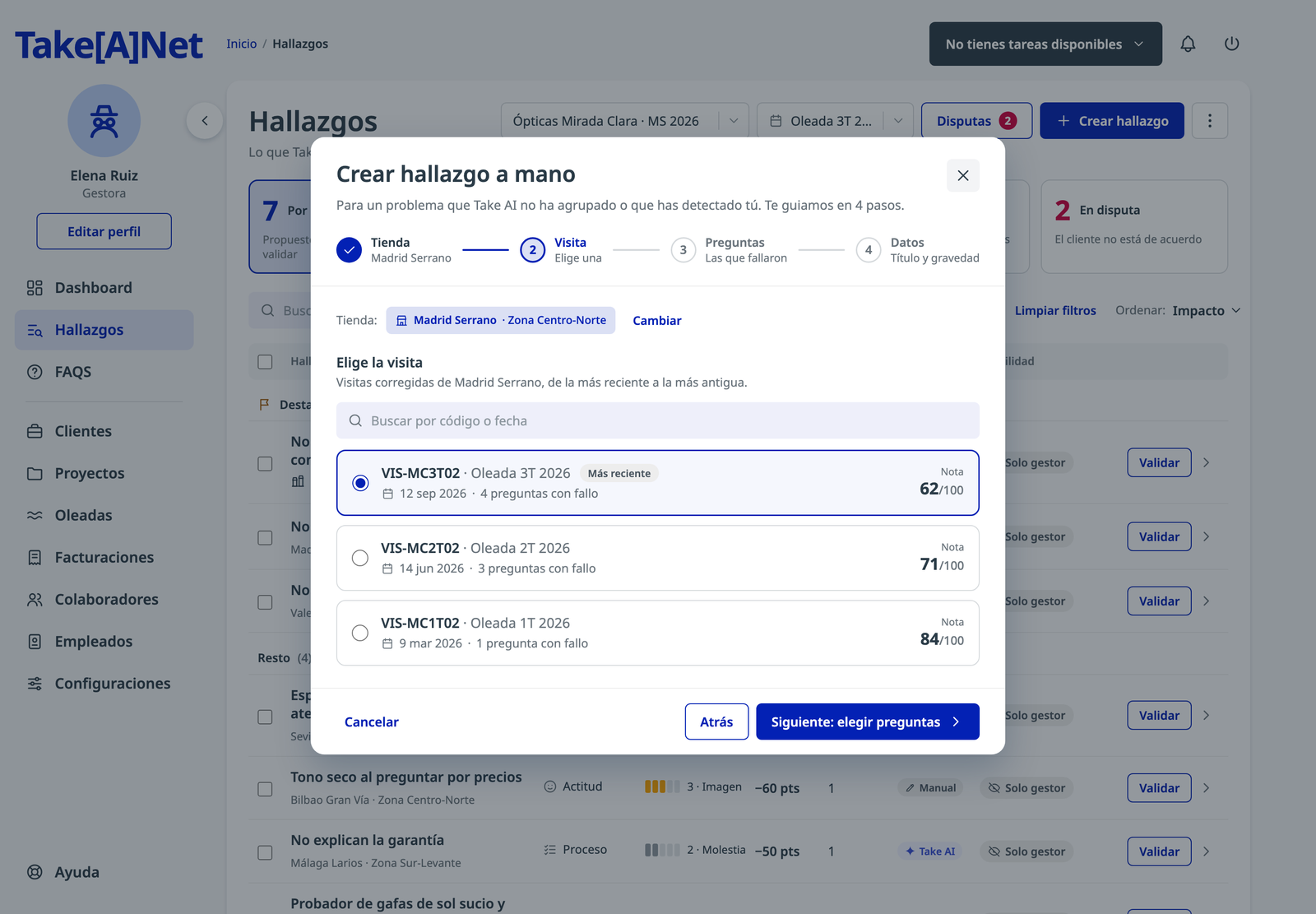 Crear hallazgo a mano
