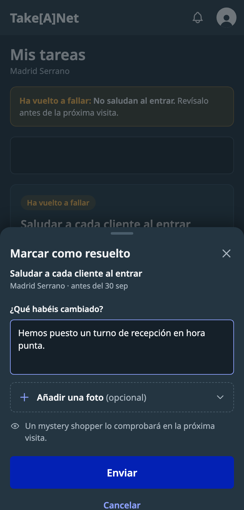 Marcar como resuelto en el móvil