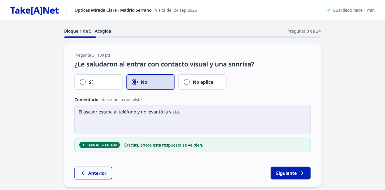 Aviso resuelto tras cambiar la respuesta