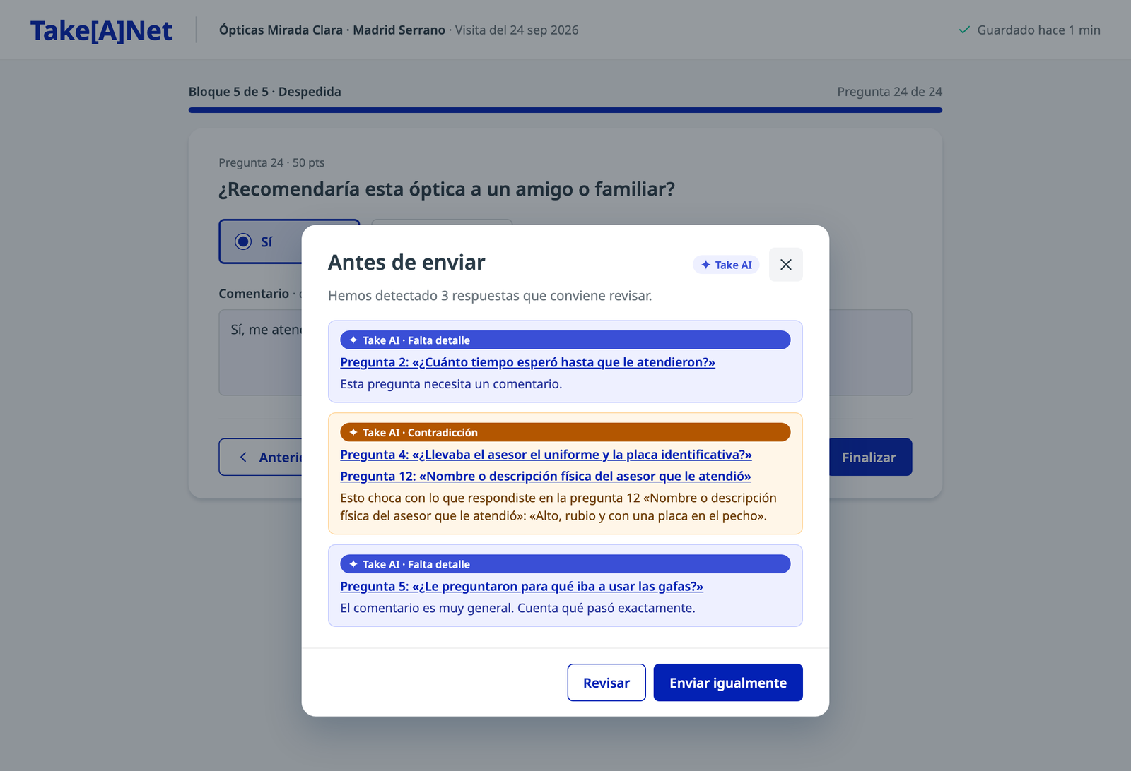 Resumen Antes de enviar con tres respuestas que conviene revisar